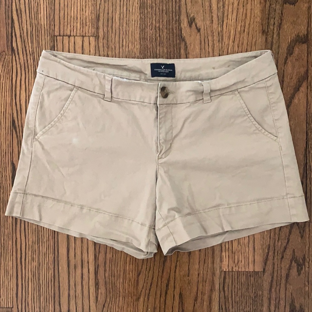 American Eagle Stretch Midi Khaki Shorts